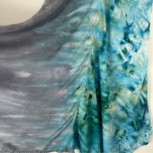 Dyetology Dress Size Small Gray Blue Tie Dye Asymmetrical Beachy Resortwear USA - Picture 8 of 8